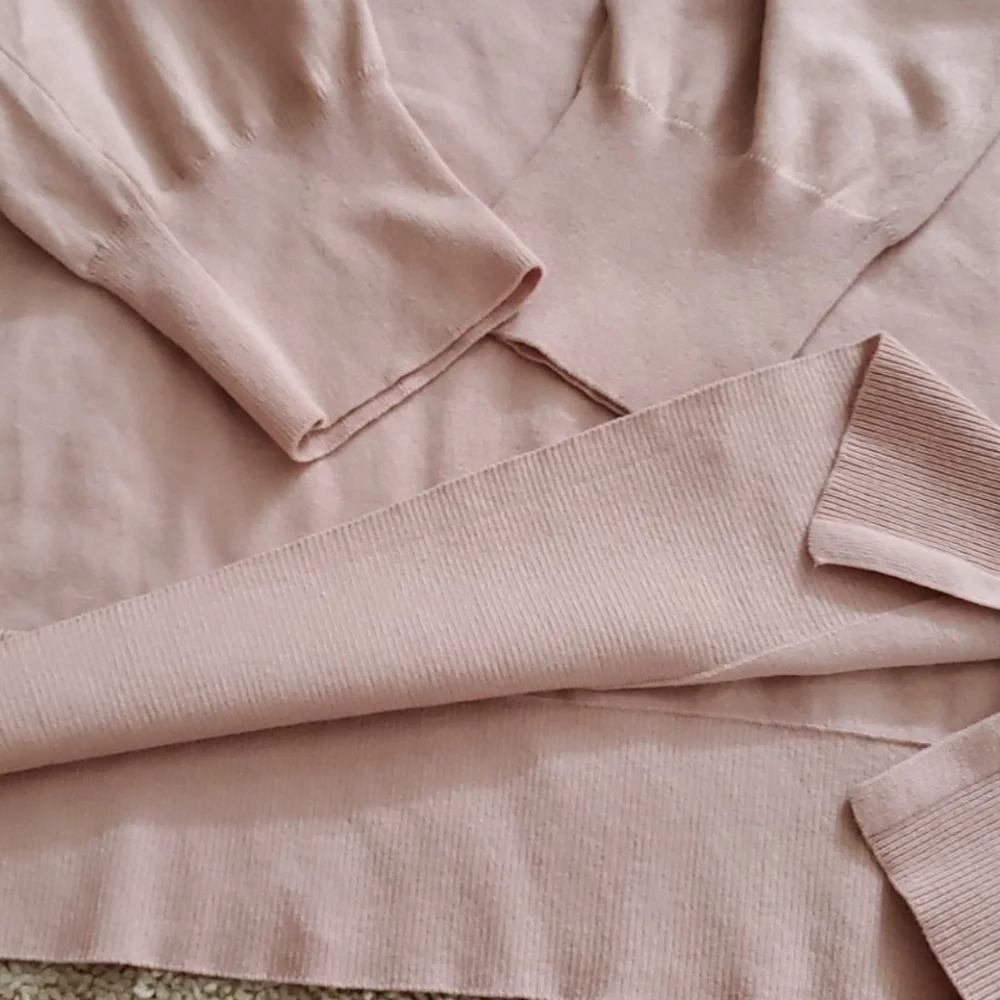 Two by Vince Camuto Pink Blush Sweater Ruffle Drop Sleeves Ruffled